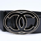 Chanel CC Logo Buckle Leather Belt 04 Metal Frame Black — view 2