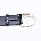 Chanel CC Logo Buckle Leather Belt 04 Metal Frame Black — view 7