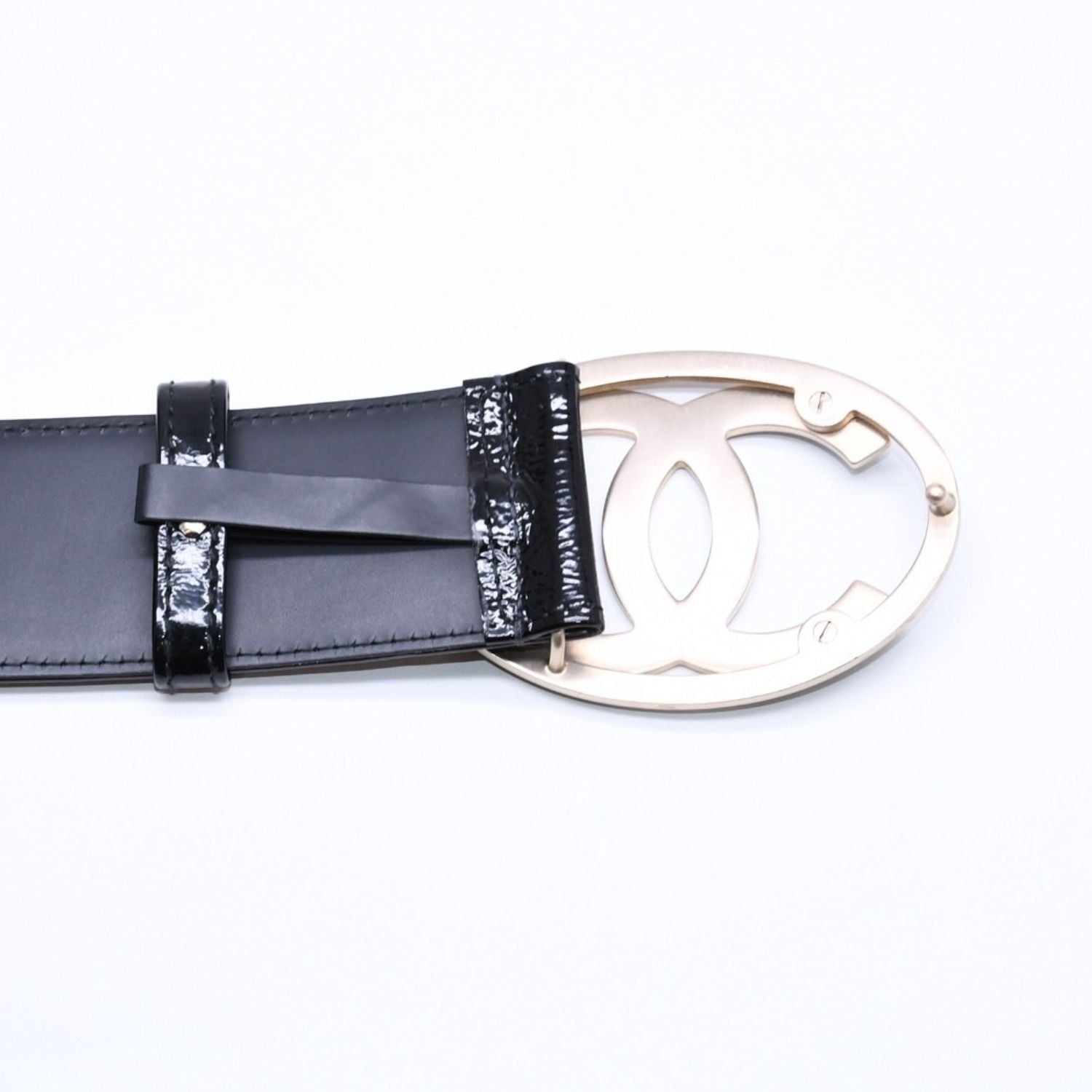 Chanel CC Logo Buckle Leather Belt 04 Metal Frame Black — view 7