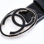 Chanel CC Logo Buckle Leather Belt 04 Metal Frame Black — view 3