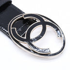 Chanel CC Logo Buckle Leather Belt 04 Metal Frame Black — view 4
