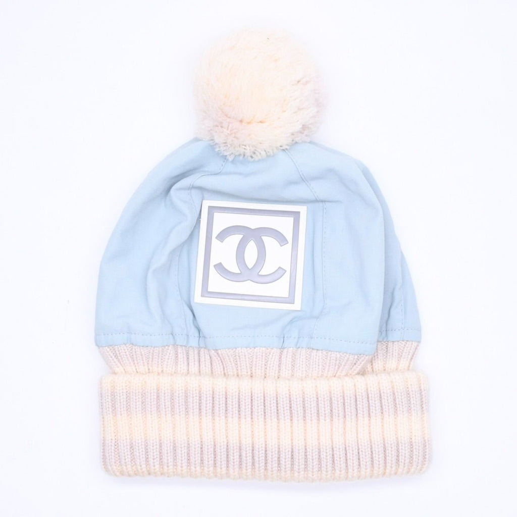 Chanel Sports Line CC Logo Knit Hat Jenny's Favorite Light Blue