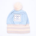 Chanel Sports Line CC Logo Knit Hat Jenny's Favorite Light Blue