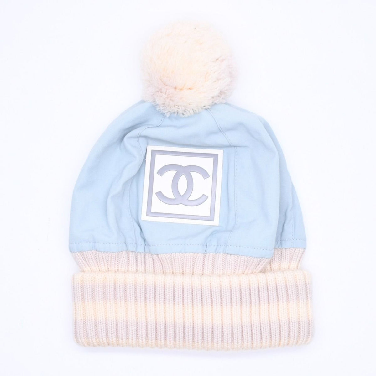 Chanel Sports Line CC Logo Knit Hat Jenny's Favorite Light Blue