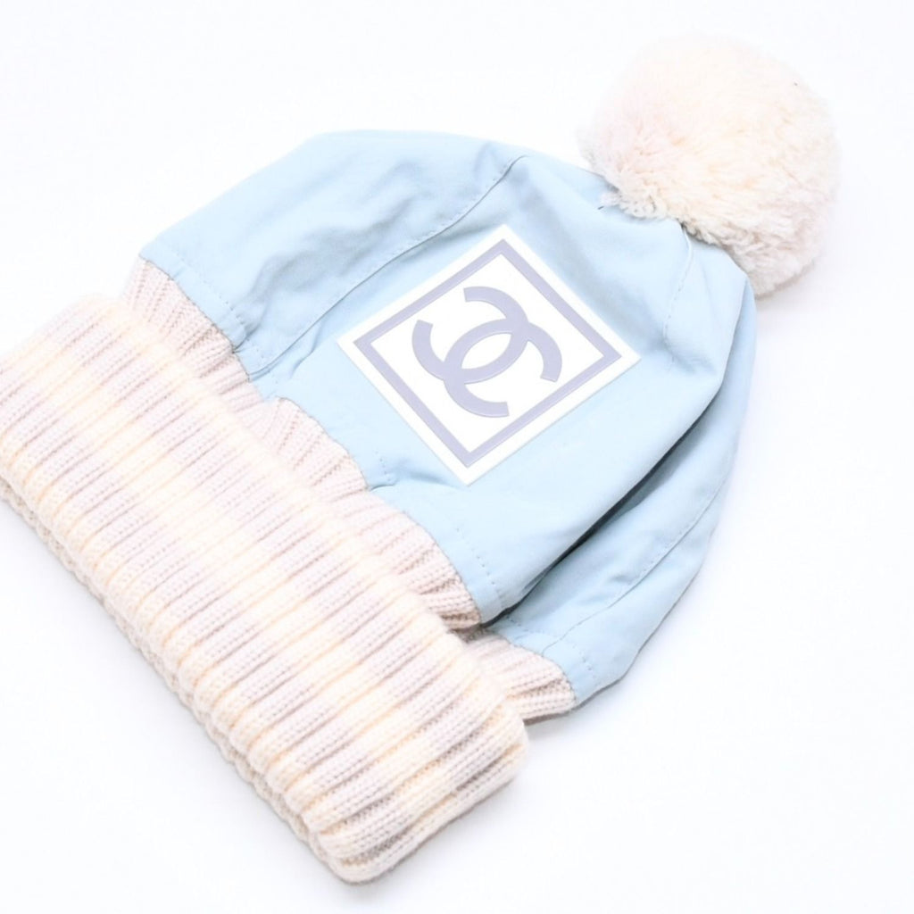 Chanel Sports Line CC Logo Knit Hat Jenny's Favorite Light Blue — view 3