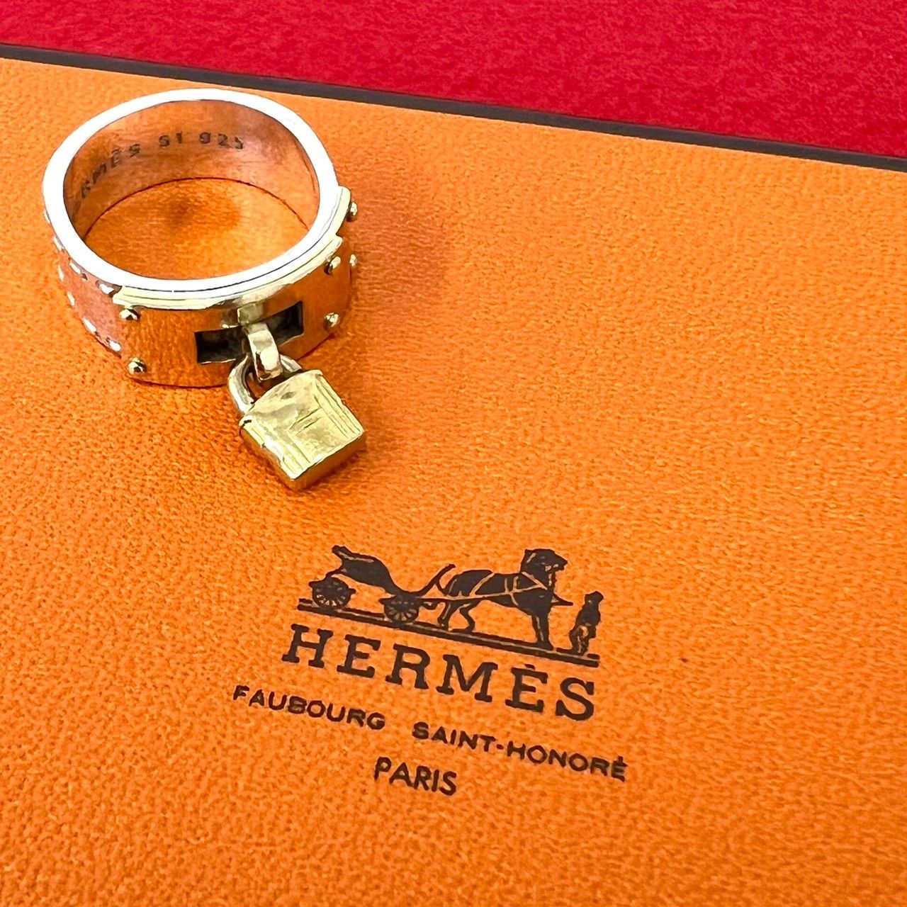 Hermes Vintage Kelly Ring Silver 51 Gold