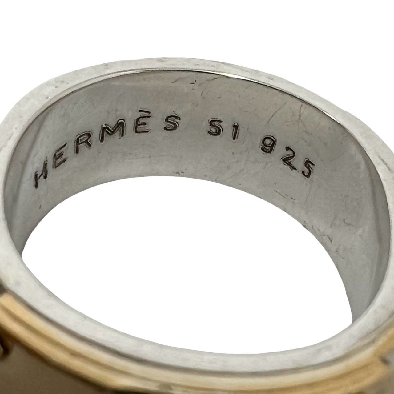 Hermes Vintage Kelly Ring Silver 51 Gold — view 3