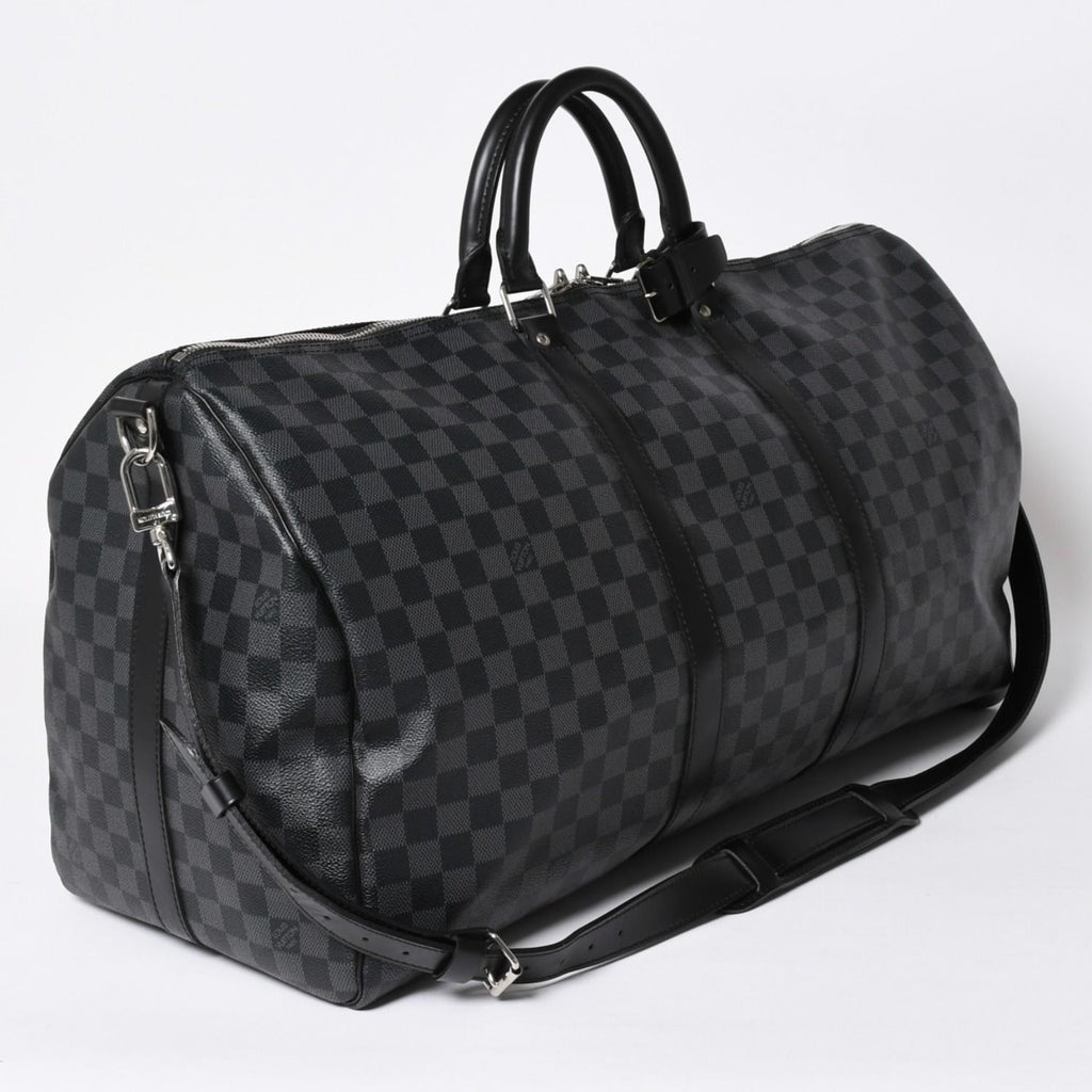 Louis Vuitton Keepall Bandouliere 55 Boston Bag Damier Graphite Black — view 3
