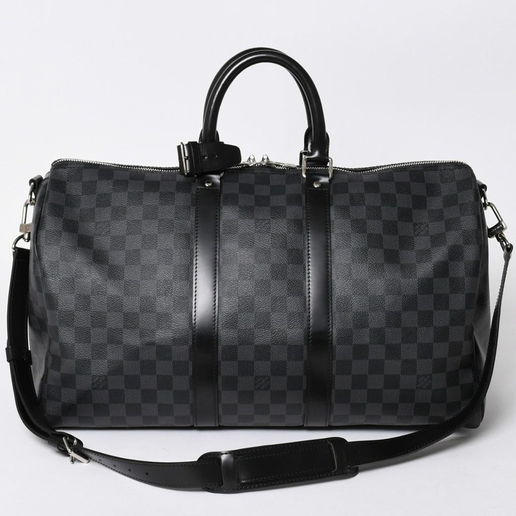 Louis Vuitton Keepall Bandouliere 45 Monogram Eclipse Canvas Black Leather