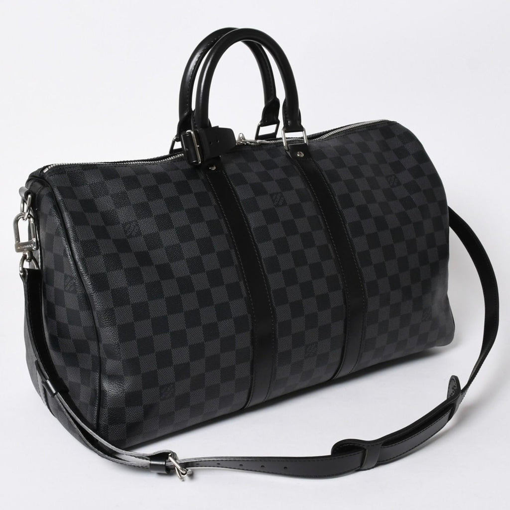 Louis Vuitton Keepall Bandouliere 45 Monogram Eclipse Canvas Black Leather — view 3