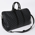 Louis Vuitton Keepall Bandouliere 45 Monogram Eclipse Canvas Black Leather — view 3