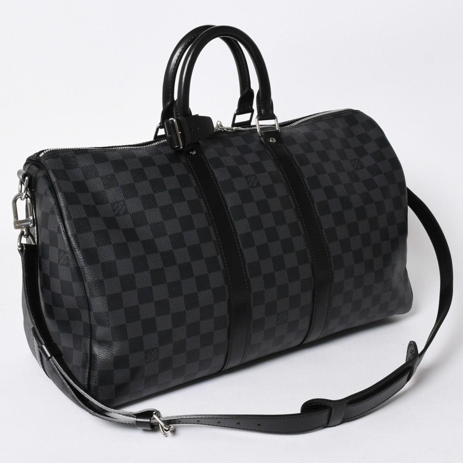 Louis Vuitton Keepall Bandouliere 45 Monogram Eclipse Canvas Black Leather — view 3
