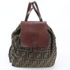 Fendi Zucca 71 Leather Backpack Shoulder Bag Brown