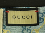 Gucci Silk 100% Horsebit Pattern Neck Bow Ribbon Scarf Blue — view 3