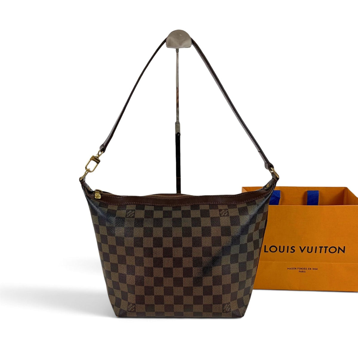 Louis Vuitton Illovo MM Pouch Damier Leather Brown