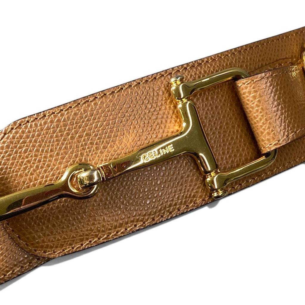 Celine Horsebit Gold Leather Belt 80 Light Brown — view 5