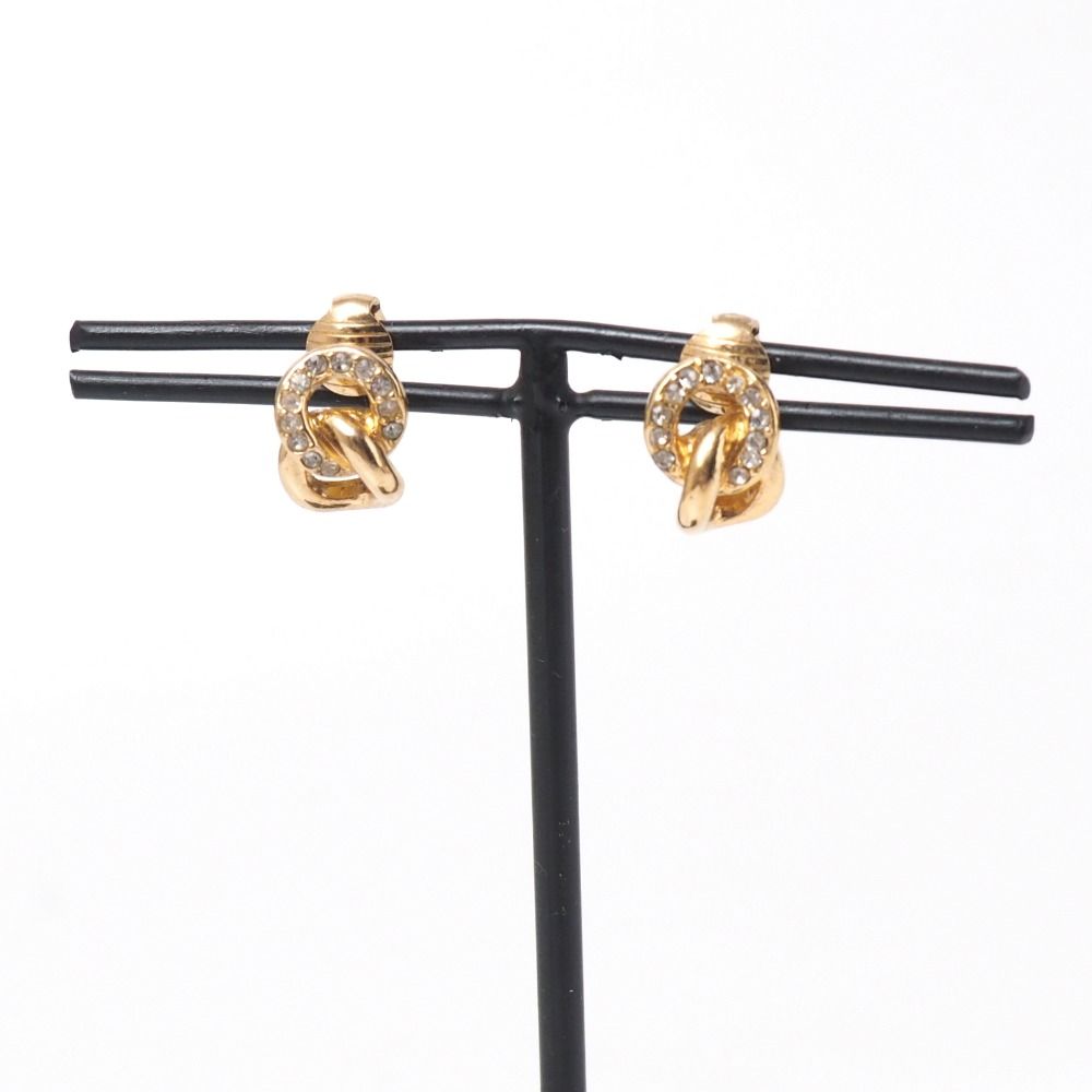 Dior Vintage Earrings Crystal Pave Costume Gold