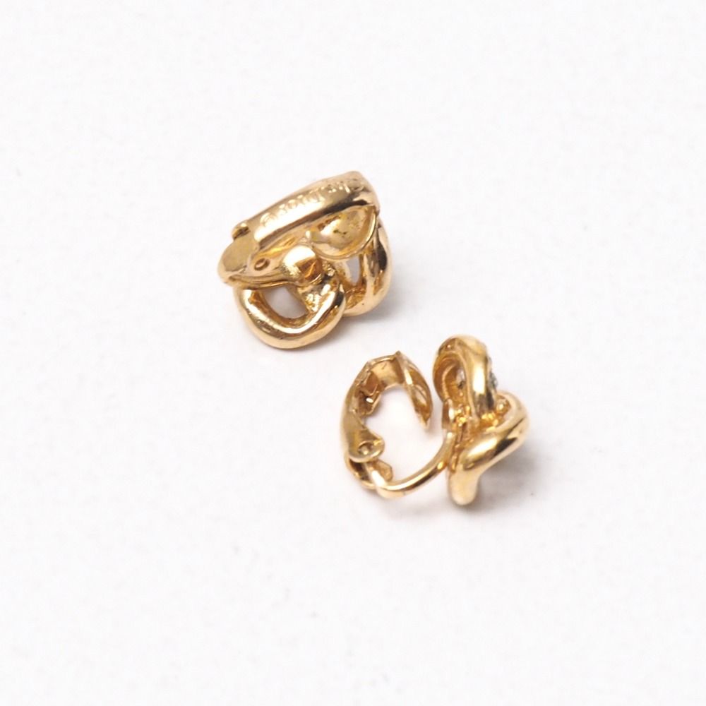 Dior Vintage Earrings Crystal Pave Costume Gold — view 4