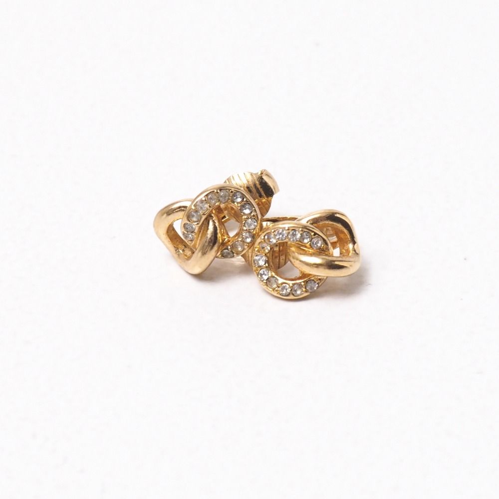 Dior Vintage Earrings Crystal Pave Costume Gold — view 3