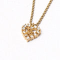 Dior Vintage Necklace Heart CD Logo Rhinestone Pave Costume Gold