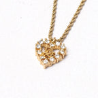 Dior Vintage Necklace Heart CD Logo Rhinestone Pave Costume Gold