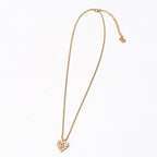 Dior Vintage Necklace Heart CD Logo Rhinestone Pave Costume Gold — view 3