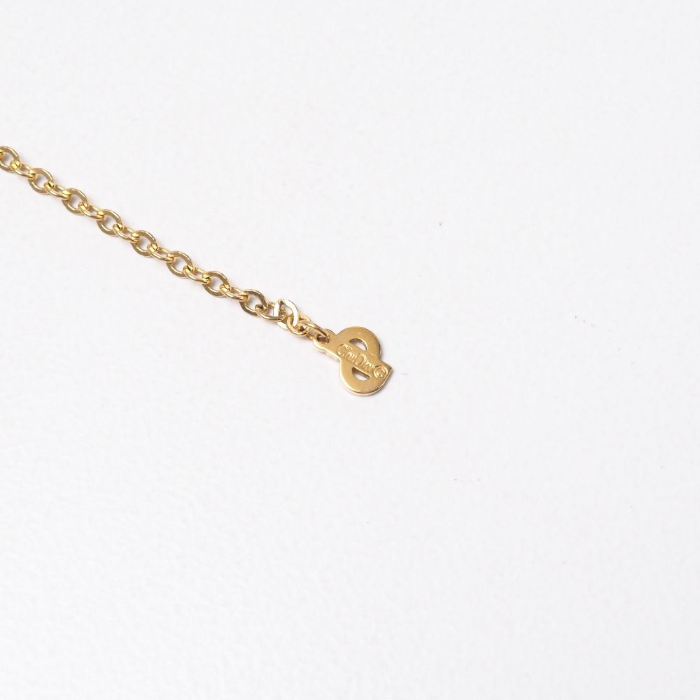 Dior Vintage Necklace Heart CD Logo Rhinestone Pave Costume Gold — view 5