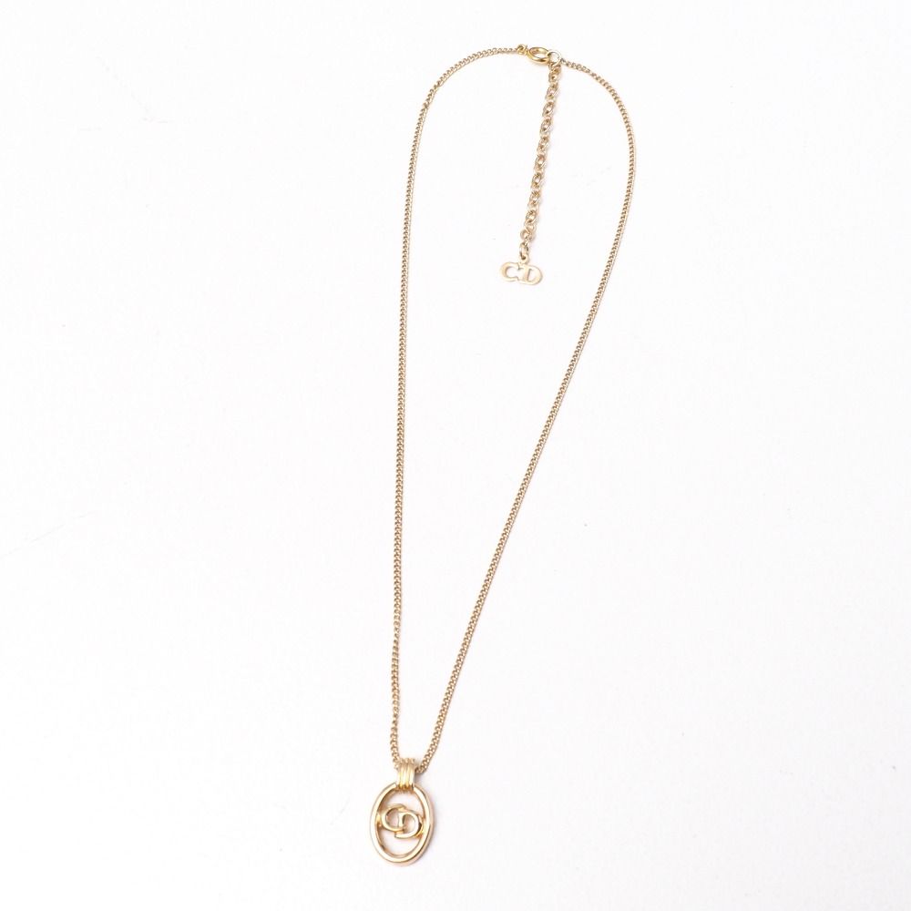 Dior Vintage Necklace CD Logo Oval Gold — view 3