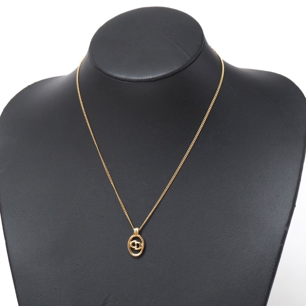 Dior Vintage Necklace CD Logo Oval Gold — view 2
