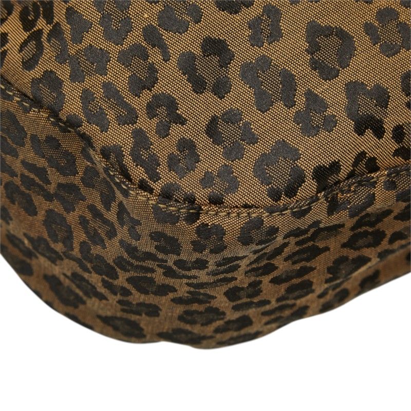 Fendi Leopard Print Tote Shoulder Bag 308 078 Brown Red Canvas Leather — view 5