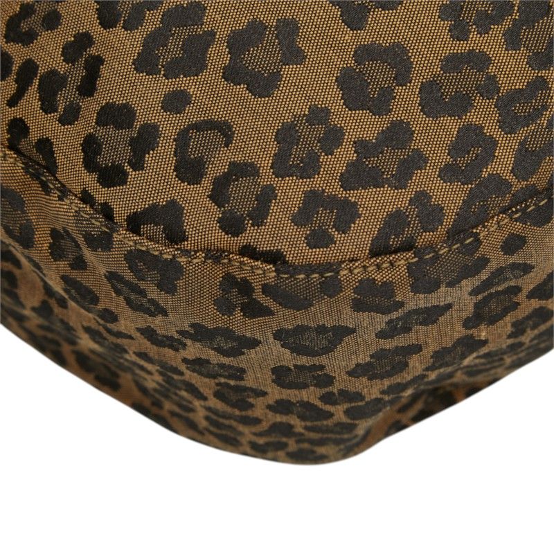 Fendi Leopard Print Tote Shoulder Bag 308 078 Brown Red Canvas Leather — view 6