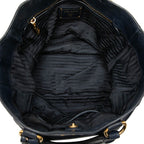 Prada Vitello Shine 2-Way Shoulder Bag Navy Gold Leather — view 4
