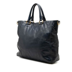Prada Vitello Shine 2-Way Shoulder Bag Navy Gold Leather — view 2