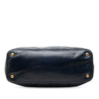 Prada Vitello Shine 2-Way Shoulder Bag Navy Gold Leather — view 3