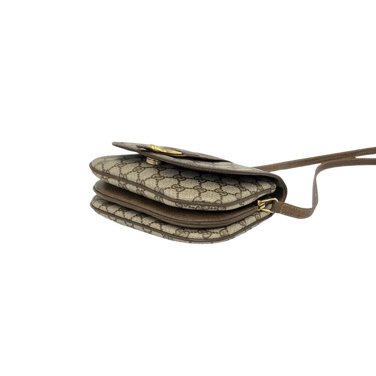Gucci Vintage GG Logo Leather Shoulder Bag Pochette Brown — view 8
