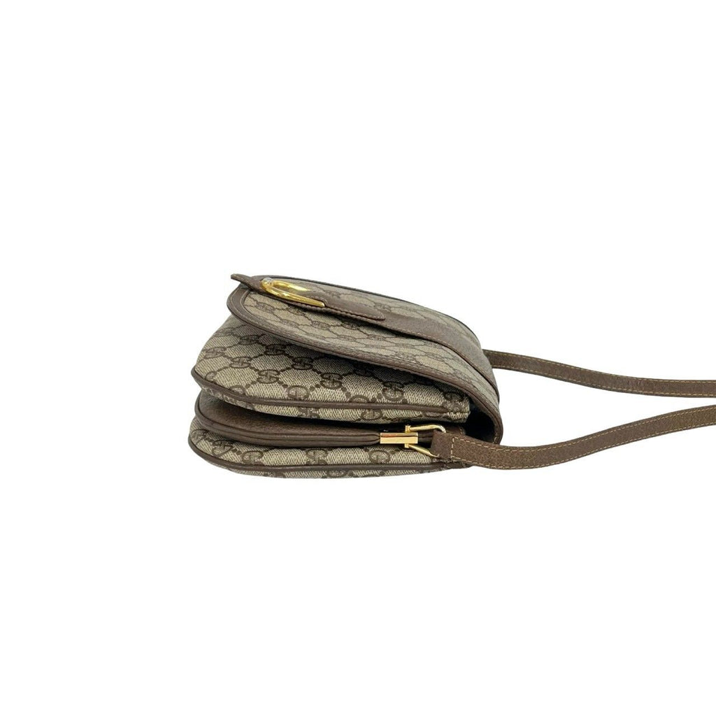 Gucci Vintage GG Logo Leather Shoulder Bag Pochette Brown — view 6