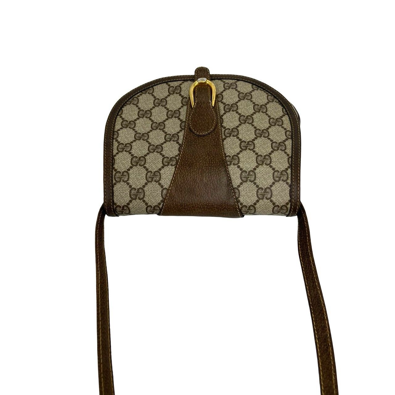 Gucci Vintage GG Logo Leather Shoulder Bag Pochette Brown — view 4