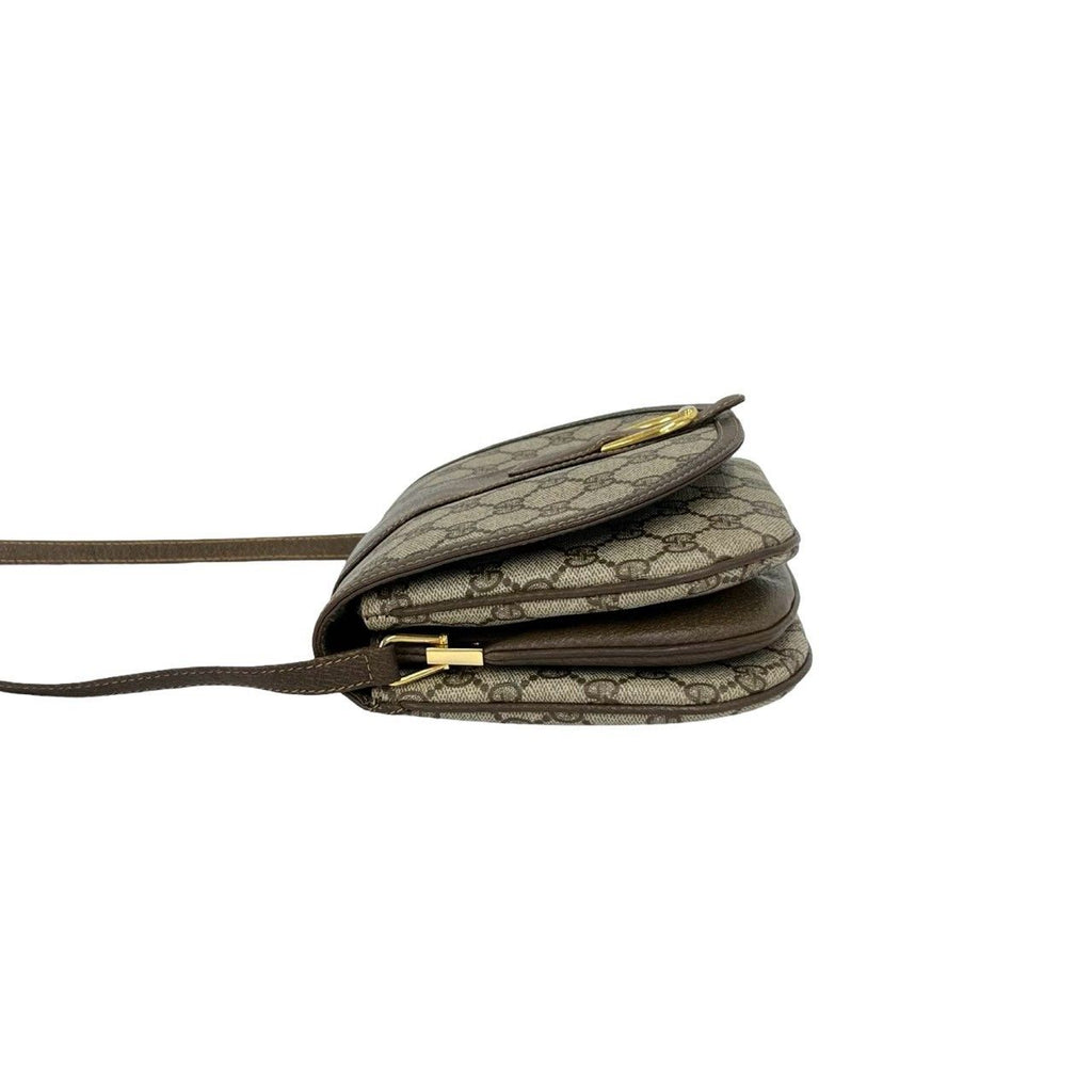 Gucci Vintage GG Logo Leather Shoulder Bag Pochette Brown — view 5