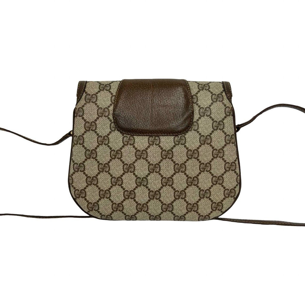 Gucci Vintage GG Logo Leather Shoulder Bag Pochette Brown — view 3