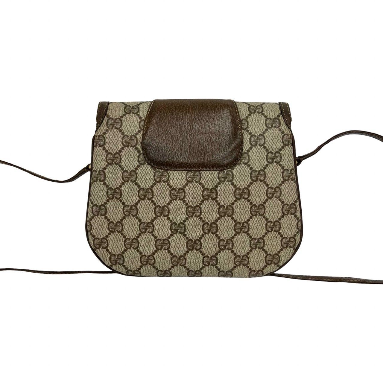 Gucci Vintage GG Logo Leather Shoulder Bag Pochette Brown — view 3