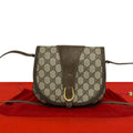 Gucci Vintage GG Logo Leather Shoulder Bag Pochette Brown