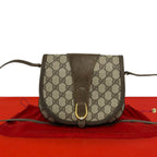 Gucci Vintage GG Logo Leather Shoulder Bag Pochette Brown