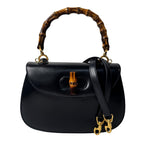Gucci Vintage Bamboo 2-Way Mini Shoulder Bag Black Calfskin