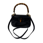 Gucci Vintage Bamboo 2-Way Mini Shoulder Bag Black Calfskin — view 2