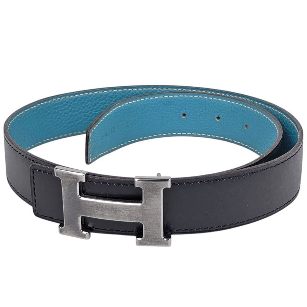 Hermes Constance Reversible Belt Box Calf Taurillon Clemence Black Blue Jean
