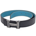 Hermes Constance Reversible Belt Box Calf Taurillon Clemence Black Blue Jean