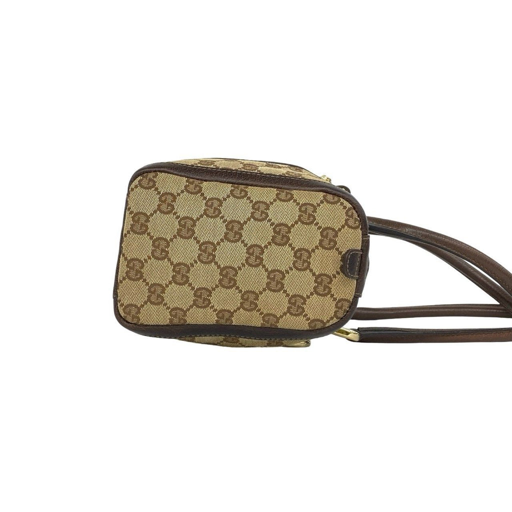 Gucci GG Pattern Logo Canvas Leather Shoulder Bag Brown — view 6