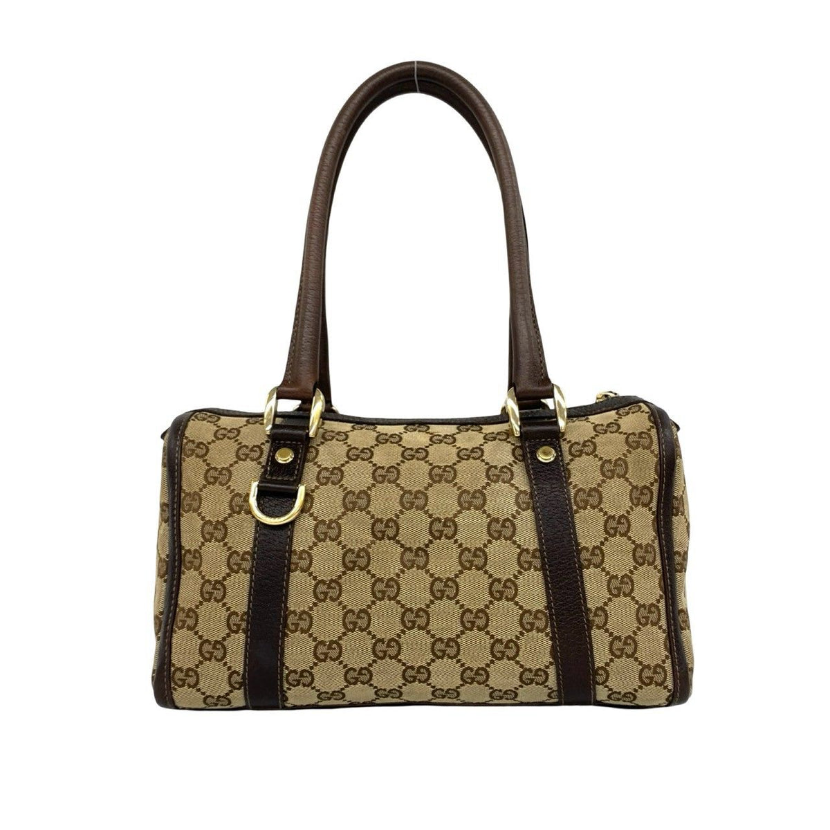Gucci GG Pattern Logo Canvas Leather Shoulder Bag Brown — view 3