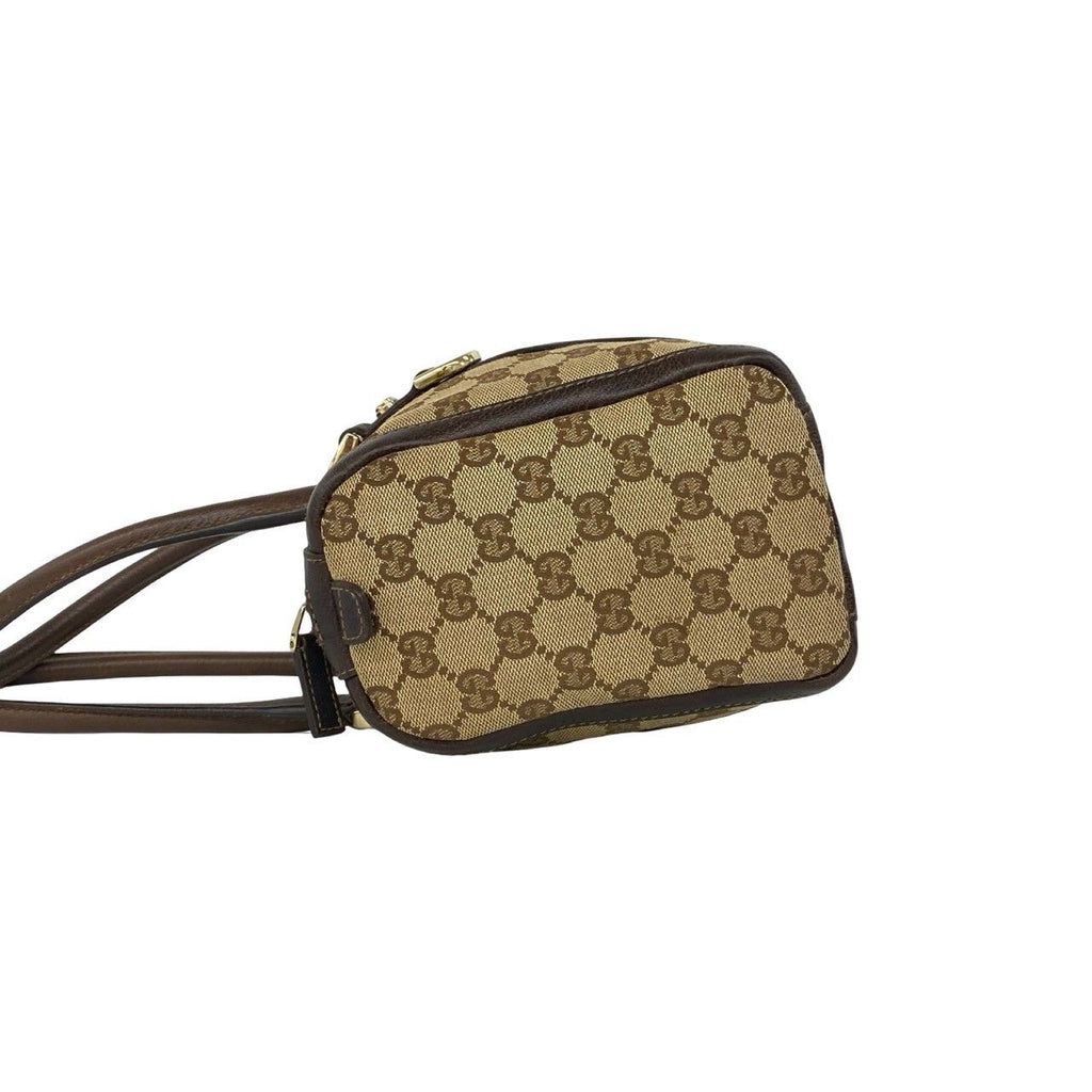 Gucci GG Pattern Logo Canvas Leather Shoulder Bag Brown — view 5