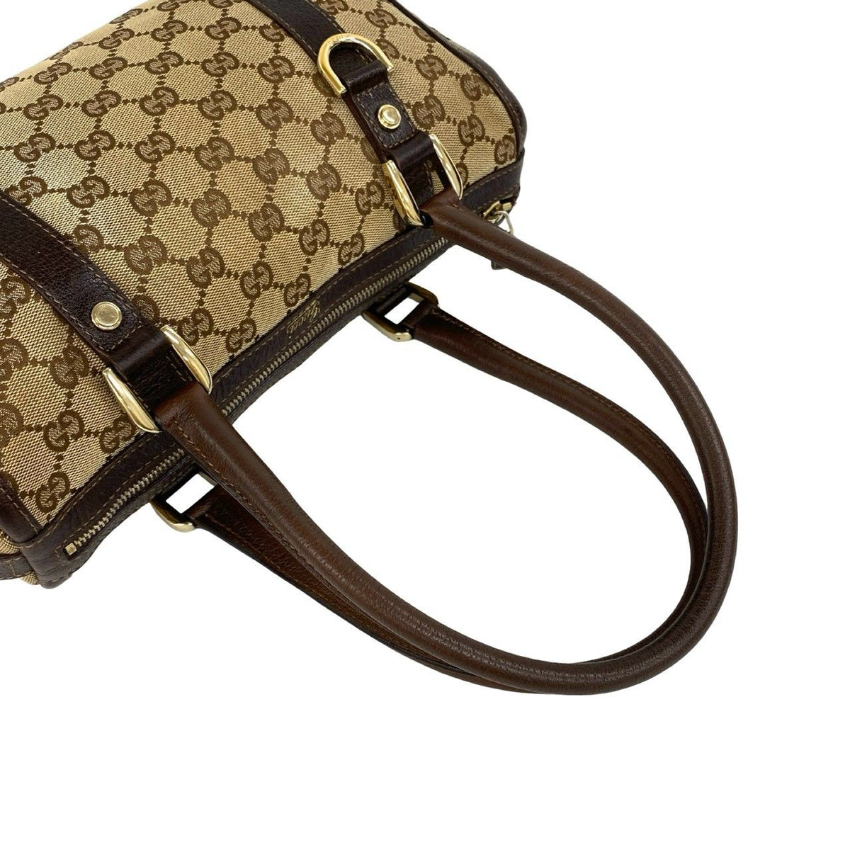 Gucci GG Pattern Logo Canvas Leather Shoulder Bag Brown — view 4